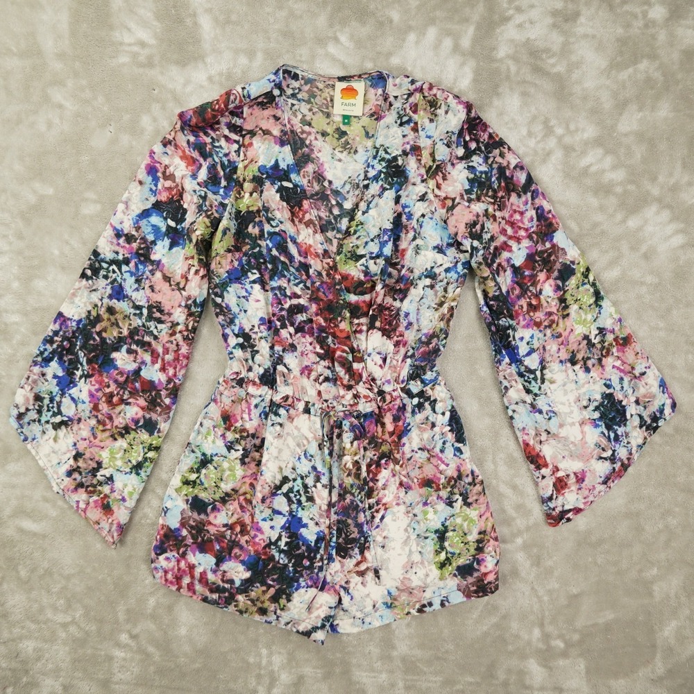 FARM Rio Multicolor Floral Print Romper - Pink, Blue, Green